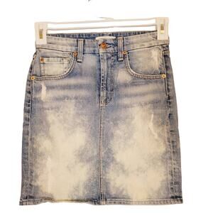 7 for All Mankind denim bleach washed pencil skirt retro Y2K size 24